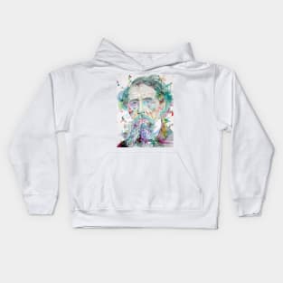 CHARLES DICKENS watercolor portrait .4 Kids Hoodie